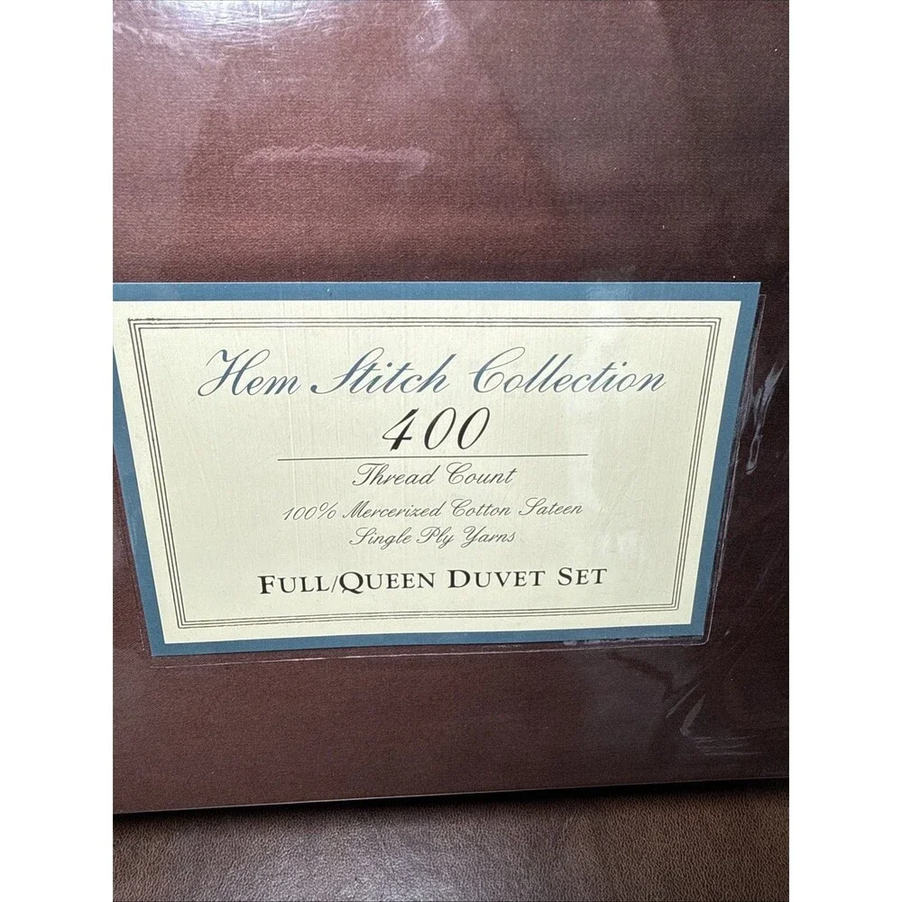NEW 3 pc Full / Queen 400 Thread Count 100% Cotton Sateen Duvet & Sham Set Brown